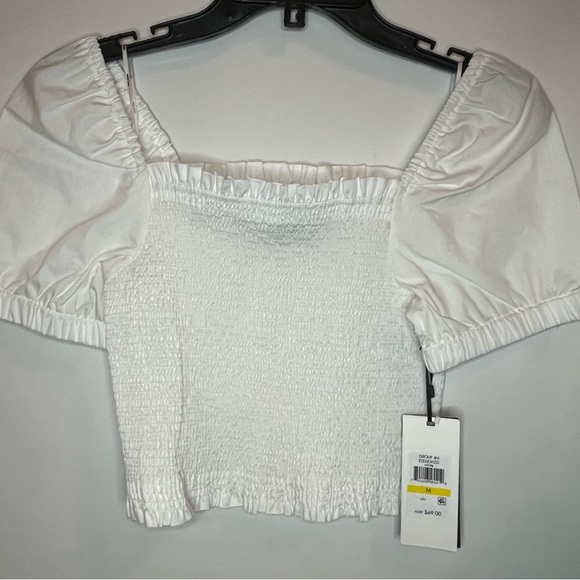 DKNY Pullover Pouf Sleeve Square Neck Crop Top, NWT, M - Picture 4 of 8